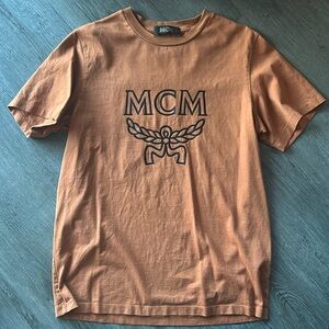 MCM CLASSIC LOGO T-SHIRT IN ORGANIC COTTON Roasted Pecan Small